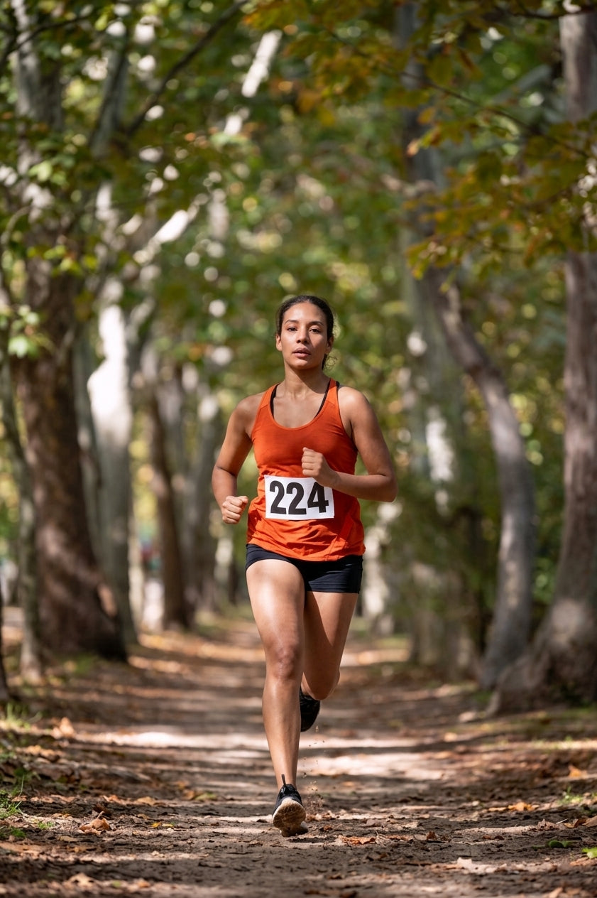 coureuse de cross-country dans les bois