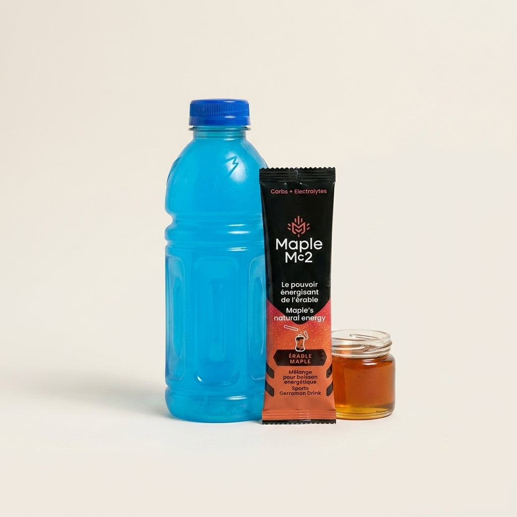 Boisson sportive conventionnelle et maple mc2